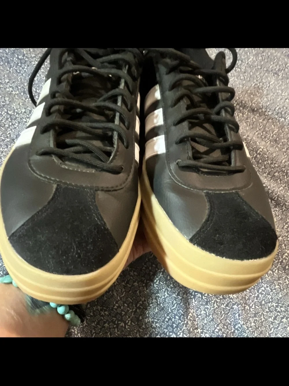 adidas Black and White Low-Top Sneakers with Gum Sole
